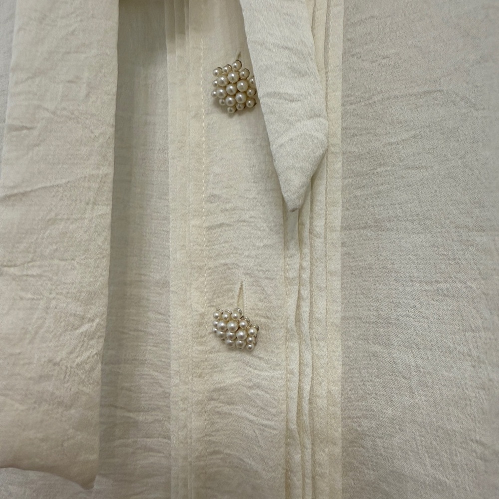Zara Cream Pearl Button Blouse for Women XS - Picture 4 of 5